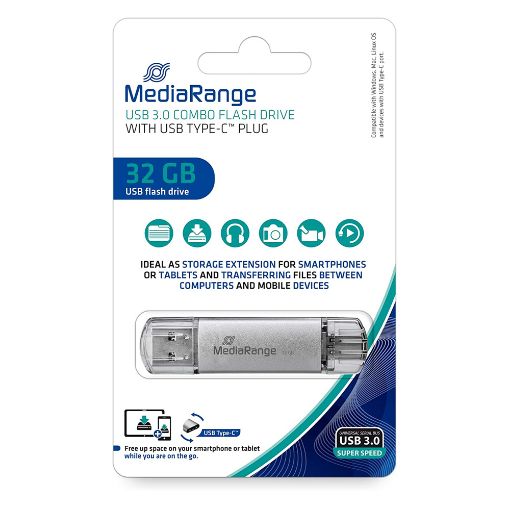 Εικόνα της MediaRange USB 3.0 Combo Flash Drive with USB Type-C plug 32GB MR936