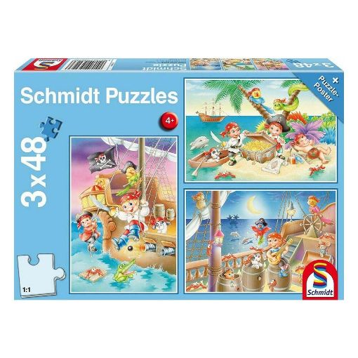 Εικόνα της Schmidt Spiele - Puzzle Πειρατές 3x48pcs 56223