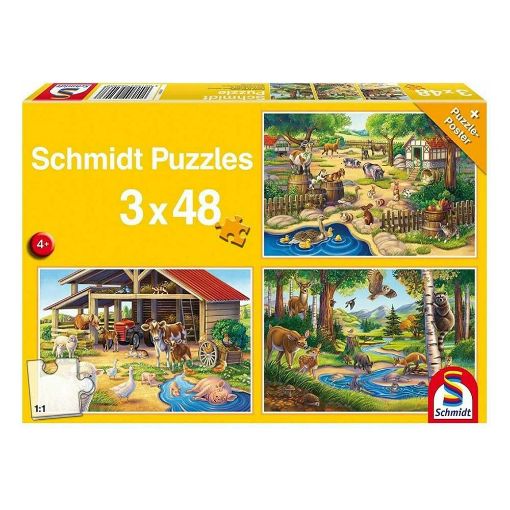 Εικόνα της Schmidt Spiele - Puzzle Αγαπημένα μου Ζωάκια 3x48pcs 56203