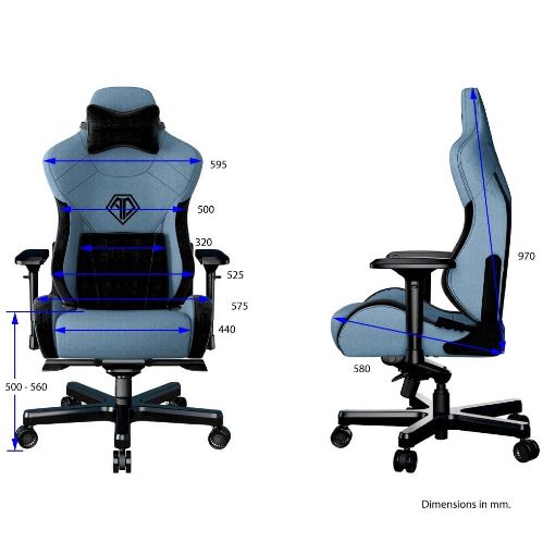 Εικόνα της Gaming Chair Anda Seat T-Pro II Light Blue/Black Fabric with Alcantara Stripes AD12XLLA-01-SB-F