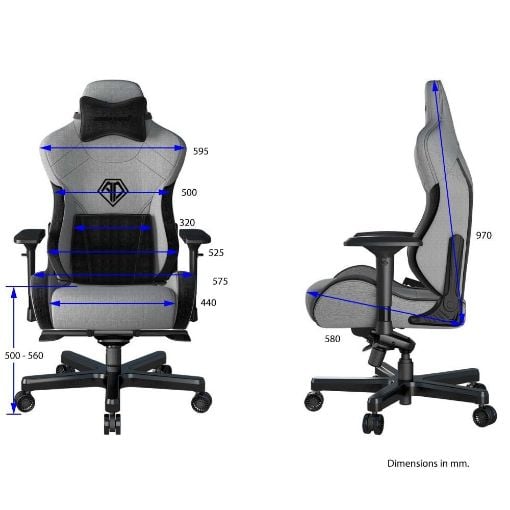Εικόνα της Gaming Chair Anda Seat T-Pro II Light Grey/Black Fabric with Alcantara Stripes AD12XLLA-01-GB-F