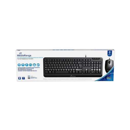 Εικόνα της Πληκτρολόγιο-Ποντίκι MediaRange Corded Keyboard and 3-Button Mouse Set Black MROS108-GR