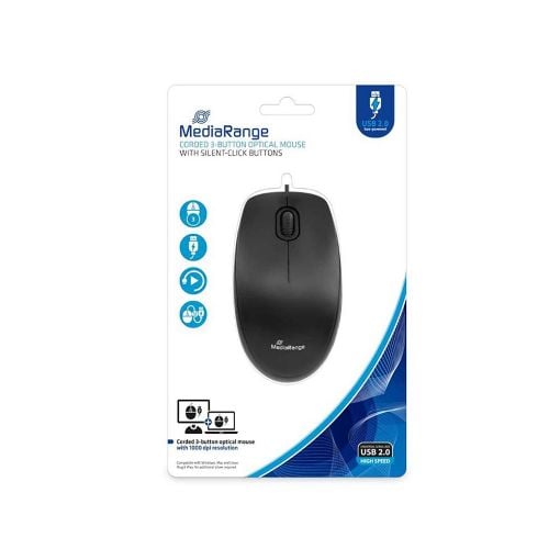 Εικόνα της Ποντίκι MediaRange 3-Button Silent Black MROS212
