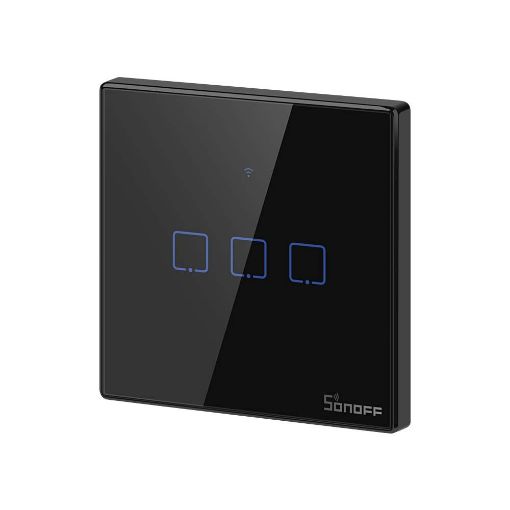 Εικόνα της Smart Χωνευτός Διακόπτης Sonoff TX-T3EU3C Wi-Fi & RF με Τρία Πλήκτρα Αφής Black