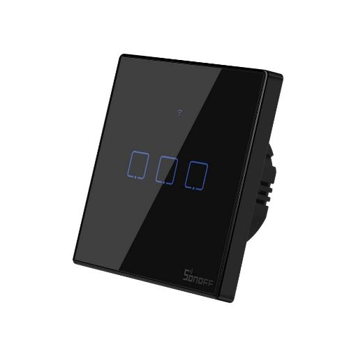 Εικόνα της Smart Χωνευτός Διακόπτης Sonoff TX-T3EU3C Wi-Fi & RF με Τρία Πλήκτρα Αφής Black