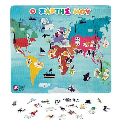 Εικόνα της AS Company - Magnet Box, Εκπαιδευτικός Μαγνητικός Παγκόσμιος Χάρτης 45 Μαγνήτες 1029-64049