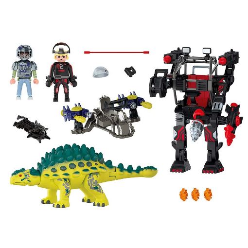Εικόνα της Playmobil Dino Rise - Saichania, Αγκυλόσαυρος Με Μαχητή Εναντίον Ρομπότ 70626
