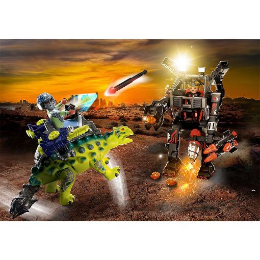 Εικόνα της Playmobil Dino Rise - Saichania, Αγκυλόσαυρος Με Μαχητή Εναντίον Ρομπότ 70626