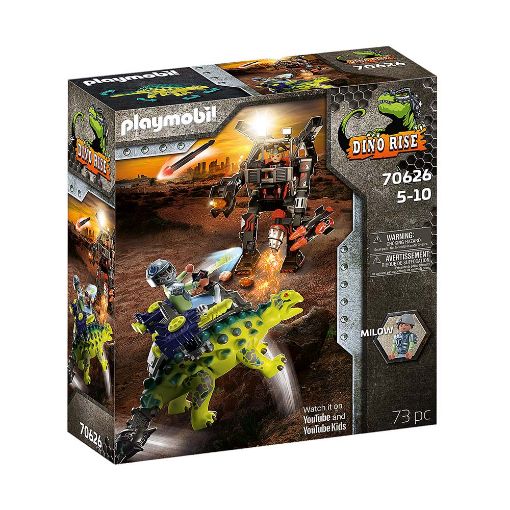 Εικόνα της Playmobil Dino Rise - Saichania, Αγκυλόσαυρος Με Μαχητή Εναντίον Ρομπότ 70626