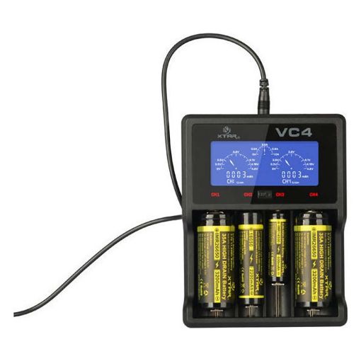 Εικόνα της Φορτιστής Μπαταριών Βιομηχανικού Τύπου Xtar VC4 USB, 4 Θέσεων με LCD Οθόνη Επιπέδου Φόρτισης για 18650/17670/17500