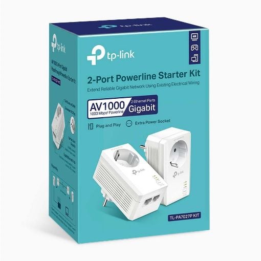 Εικόνα της Powerline TP-Link TL-PA7027P v1.0 AV1000 Gigabit Passthrough Starter Kit