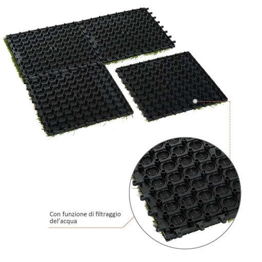 Εικόνα της Outsunny Συνθετικό Γρασίδι 10 Τεμάχια 30 x 30 cm Σκούρο Πράσινο 844-127