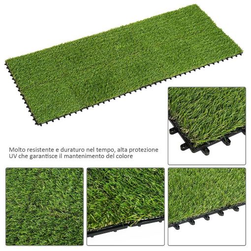 Εικόνα της Outsunny Συνθετικό Γρασίδι 10 Τεμάχια 30 x 30 cm Σκούρο Πράσινο 844-127