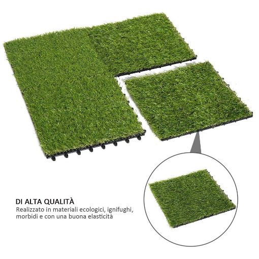 Εικόνα της Outsunny Συνθετικό Γρασίδι 10 Τεμάχια 30 x 30 cm Σκούρο Πράσινο 844-127