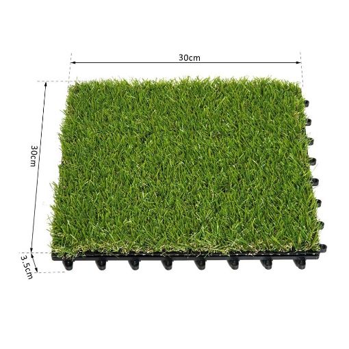 Εικόνα της Outsunny Συνθετικό Γρασίδι 10 Τεμάχια 30 x 30 cm Σκούρο Πράσινο 844-127