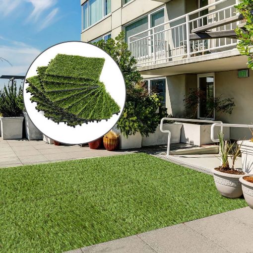 Εικόνα της Outsunny Συνθετικό Γρασίδι 10 Τεμάχια 30 x 30 cm Σκούρο Πράσινο 844-127
