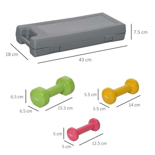 Εικόνα της HomCom - Σετ Βαράκια με Βαλίτσα 0.5kg 1kg 1.5kg A91-144