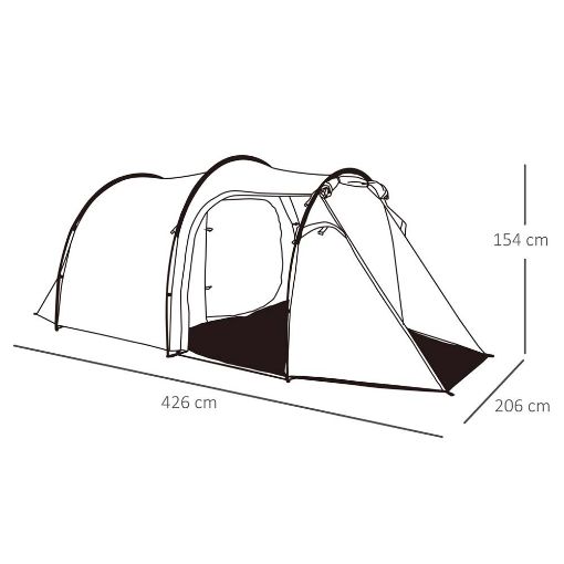 Εικόνα της Outsunny Σκηνή Camping 4 Ατόμων με Προθάλαμο 1000 mm 426 x 206 x 154 cm. A20-173