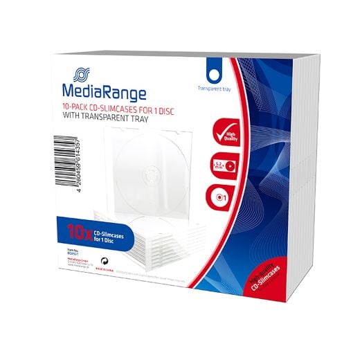Εικόνα της MediaRange CD Slimcase for 1 Disc 5.2mm Transparent Tray (10 Pack) BOX32-T