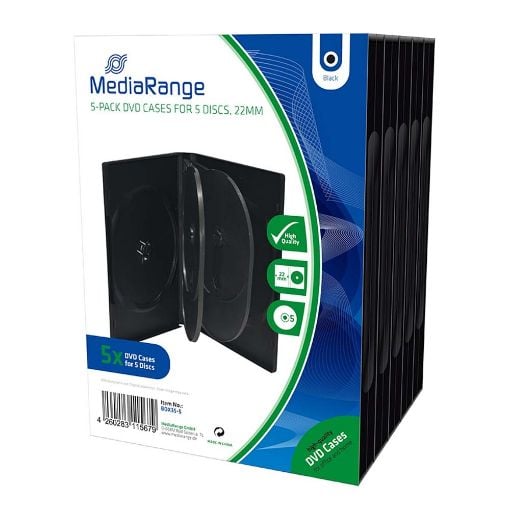 Εικόνα της MediaRange DVD Case for 5 Discs 22mm Black (5 Pack) BOX35-5