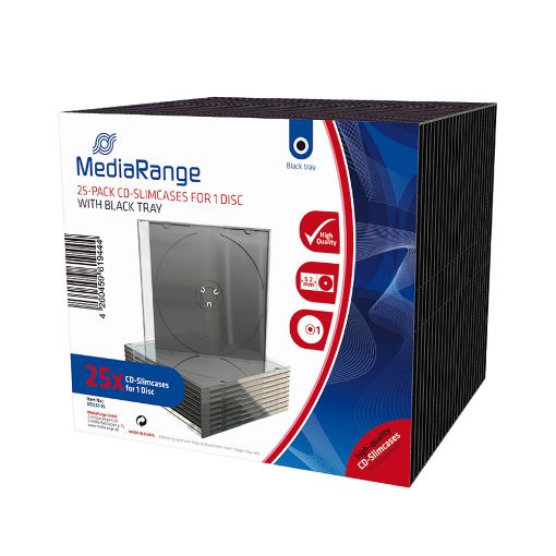 Εικόνα της MediaRange 25-Pack CD Slimcases for 1 Disc with Black Tray BOX32-25