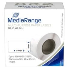 Εικόνα της MediaRange Αυτοκόλλητες Ετικέτες για Dymo 99012/S0722400 28 x 89mm 130 τεμάχια Μαύρα Γράμματα σε Λευκό Φόντο MRDY99010