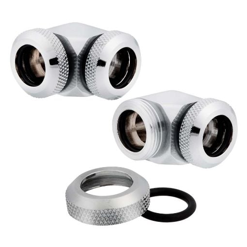 Εικόνα της Compression Fitting Corsair Hydro X XF Hard 90° Angled (12mm OD) Chrome 2-Pack CX-9052021-WW