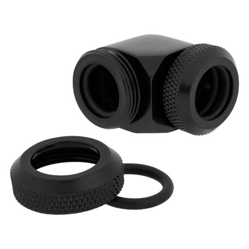 Εικόνα της Compression Fitting Corsair Hydro X XF Hard 90° Angled (12mm OD) Black 2-Pack CX-9052022-WW