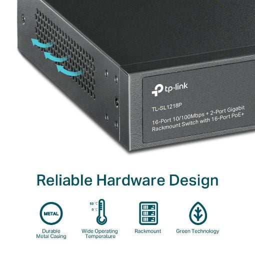 Εικόνα της Switch Tp-Link TL-SL1218P v1 16-ports 10/100Mbps PoE+ 2 10/100/1000Mbps 1 SFP