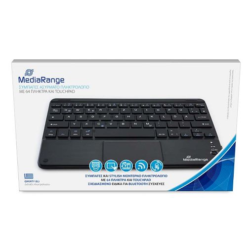 Εικόνα της Πληκτρολόγιο MediaRange Compact Wireless with 64 Keys and Touchpad Black MROS130-GR