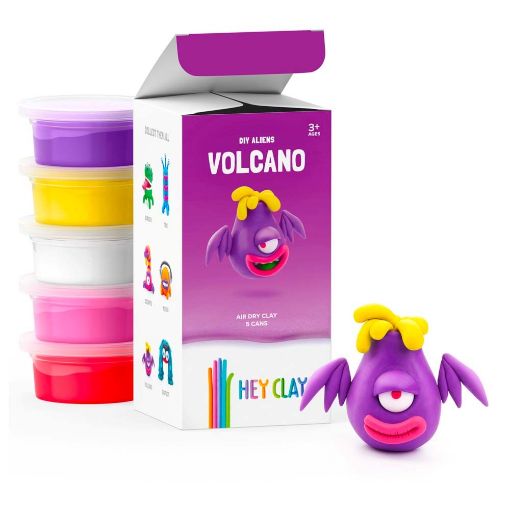 Εικόνα της Hey Clay Claymates - Volcano, Colorful Kids Modeling Air-Dry Clay, 5 Cans MAE003
