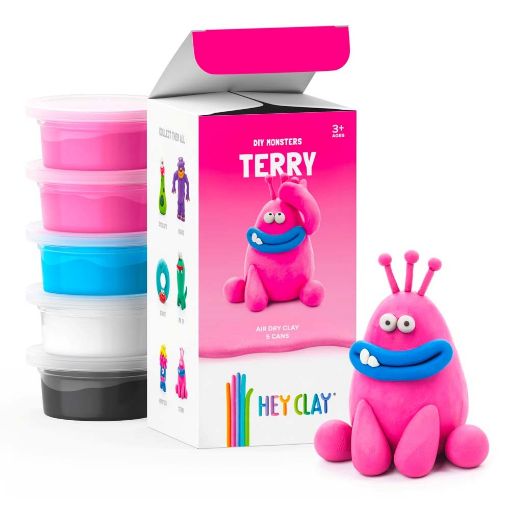Εικόνα της Hey Clay Claymates - Terry, Colorful Kids Modeling Air-Dry Clay, 5 Cans MMN001