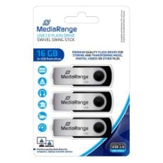 Εικόνα της MediaRange USB 2.0 Flash Drive 16GB Black/Silver (3-pack) MR910-3