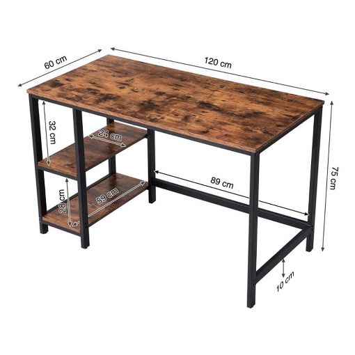 Εικόνα της Vasagle Μεταλλικό Γραφείο με 2 Ράφια 120 x 60 x 75 cm LWD47X