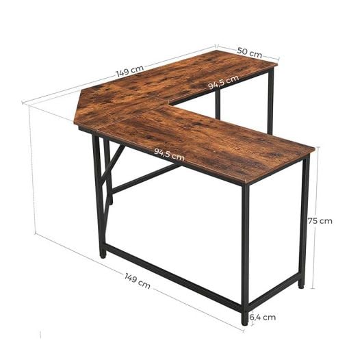 Εικόνα της Vasagle Μεταλλικό Γωνιακό Γραφείο 149 x 149 x 75 cm LWD73X