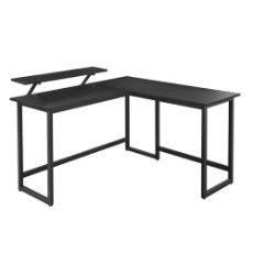 Εικόνα της Vasagle Γωνιακό Μεταλλικό Γραφείο 140 x 130 x 76 / 91.5 cm Μαύρο LWD56BK
