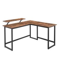 Εικόνα της Vasagle Γωνιακό Μεταλλικό Γραφείο 140 x 130 x 76 / 91.5 cm Σκούρο Καφέ LWD56XV1