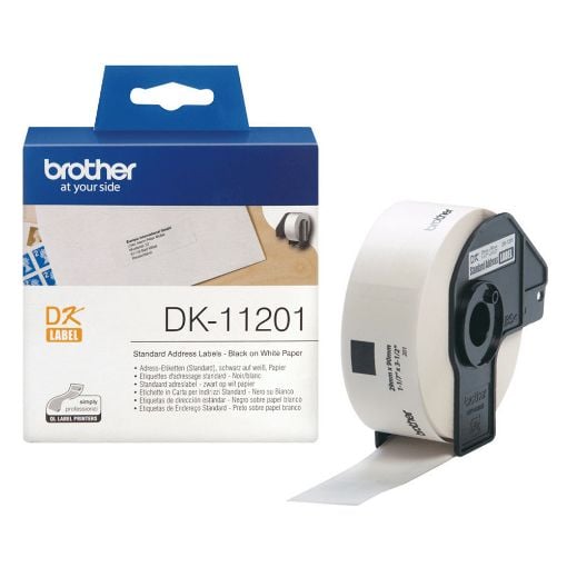 Εικόνα της Αυτοκόλλητες Ετικέτες Brother 29mm x 90mm Black on White DK11201