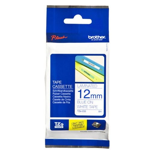 Εικόνα της Ταινία Ετικετογράφου Brother 8m x 12mm Gloss Blue On White TZE-233