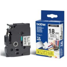 Εικόνα της Ταινία Ετικετογράφου Brother 8m x 18mm Gloss Black on White TZE-241