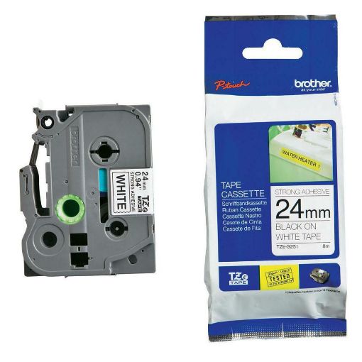 Εικόνα της Ταινία Ετικετογράφου Brother 8m x 24mm Strong Adhesive Black on White TZES251