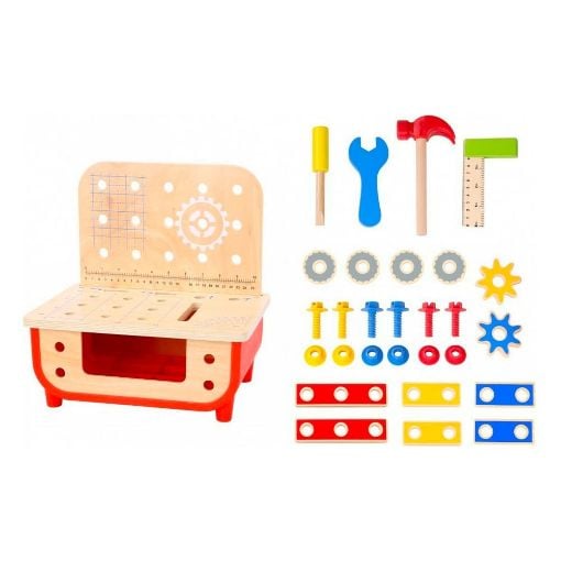 Εικόνα της Tooky Toy - Ξύλινος Παιδικός Πάγκος Εργαλείων TF797