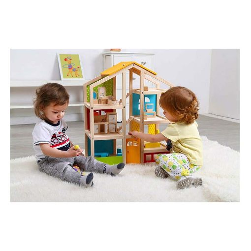 Εικόνα της Tooky Toy - Ξύλινο Κουκλόσπιτο με Ανθρωπάκια & Aξεσουάρ TKB867