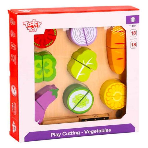 Εικόνα της Tooky Toy - Ξύλινα Σφηνώματα Λαχανικά & Δίσκος Κοπής TL041