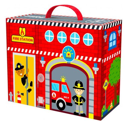 Εικόνα της Tooky Toy - Ξύλινο Σετ Σταθμός Πυροσβεστικής Βαλιτσάκι TY203