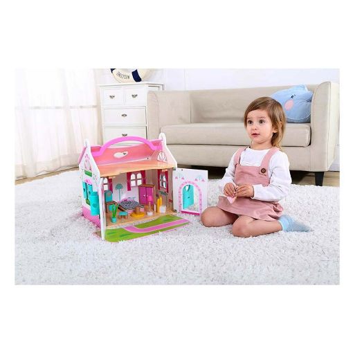 Εικόνα της Tooky Toy - Ξύλινo Κουκλόσπιτο TKI050