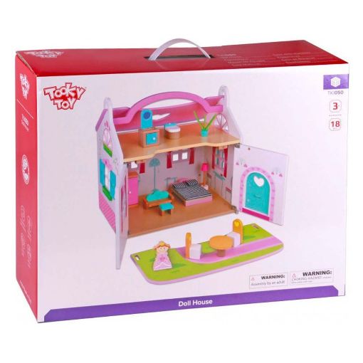 Εικόνα της Tooky Toy - Ξύλινo Κουκλόσπιτο TKI050