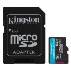 Εικόνα της Κάρτα Μνήμης MicroSDXC Class 10 Kingston Canvas Go! Plus 64GB + SD Adapter SDCG3/64GB