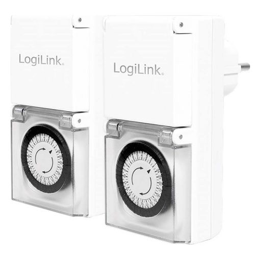 Εικόνα της Εξωτερική Πρίζα Logilink με Μηχανικό Χρονοδιακόπτη (2-pack) White ET0006A