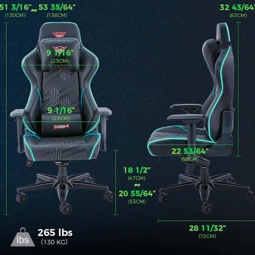 Εικόνα της Gaming Chair Eureka Ergonomic GC-03 Black ERK-YYK-GC-03